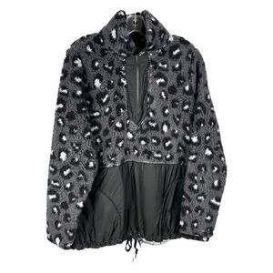 LIVI Lane Bryant Plus Size 18‎ 20 Pullover Fleece Gray Leopard Color Block E